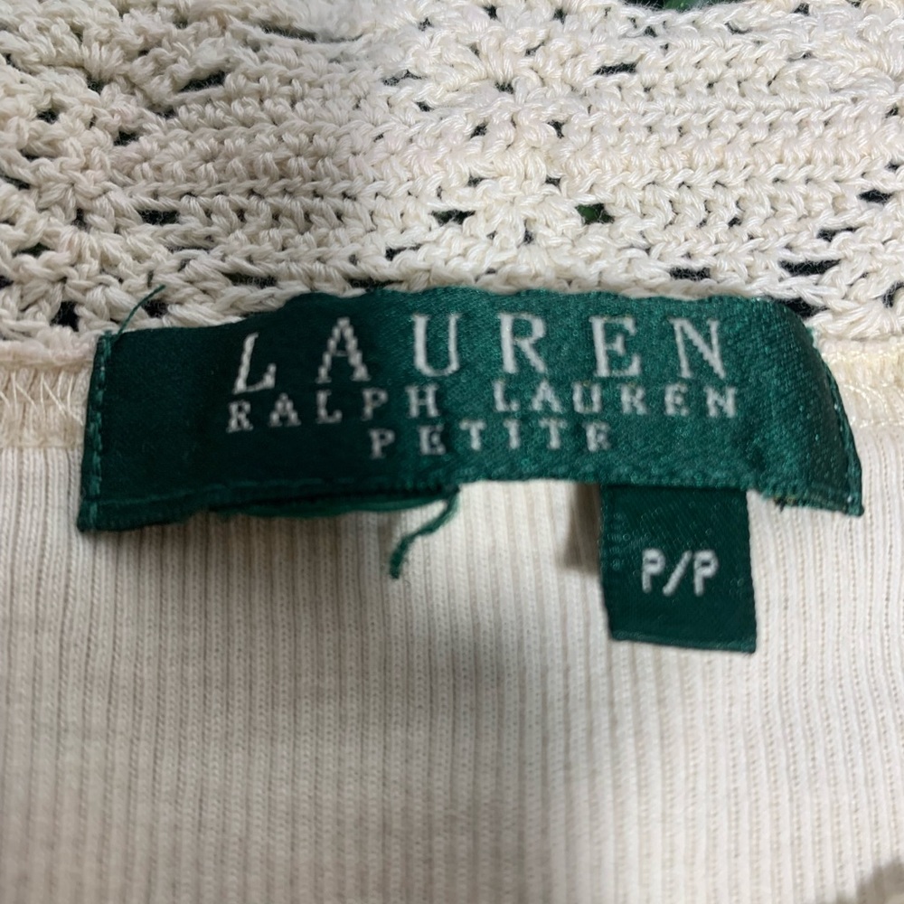 Ralph Lauren Cream Crochet Yoke Sleeveless Tank - Picture 3 of 3